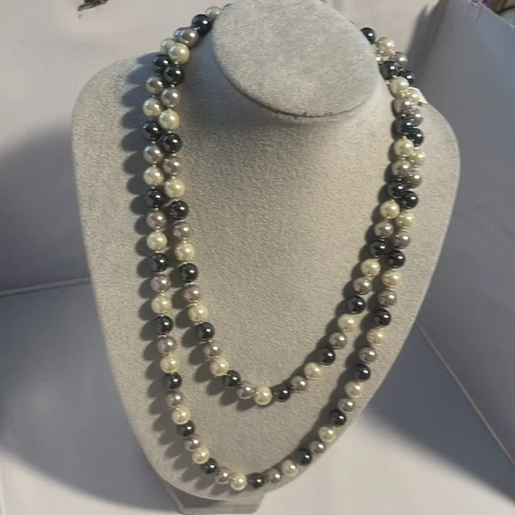 Park Lane white silver and black pearl necklace 23” - Picture 6 of 6